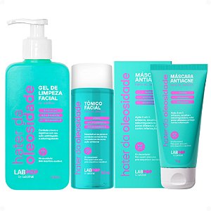 Kit LabPop by Labotrat Hater da Oleosidade: Gel de Limpeza, Tônico e Máscara Antiacne