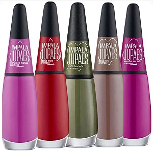 Kit Impala Ju Paes Com 5 Esmaltes Virando o Jogo: Escolha Seu Lado, Peça Rara, Cartas Na Manga, Xeque-Mate e Sorte Lançada