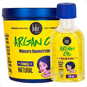 Kit Lola Argan Oil: Máscara Reconstrutora 230g e Óleo 50ml