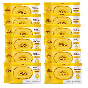 Kit João e Maria: 12 Pacotes Lenços Umedecidos Com 45 un Cada