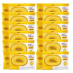 Kit João e Maria: 12 Pacotes Lenços Umedecidos Com 90 un Cada