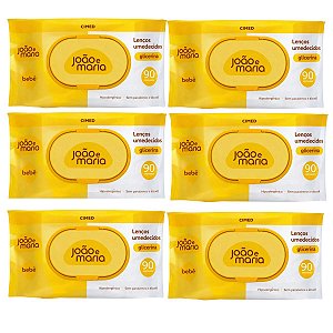 Kit João e Maria: 6 Pacotes Lenços Umedecidos Com 90 un Cada