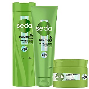 Kit Seda By Rayza Babosa-Prebiotic: Shampoo 300ml + Condicionador 250ml e Máscara Capilar 300g