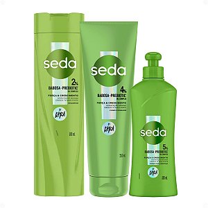 Kit Seda By Rayza Babosa-Prebiotic: Shampoo 300ml + Condicionador 250ml e Creme Para Pentear 300ml