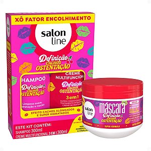 Kit Salon Line Definição Cachos Ostentação: Shampoo e Creme Multifuncional 300ml + Máscara Capilar 300g