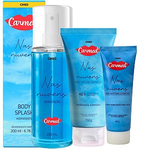 Kit Carmed Nas Nuvens: Body Splash 200ml, Hidratante Corporal 150g e Creme Para Mãos 40g