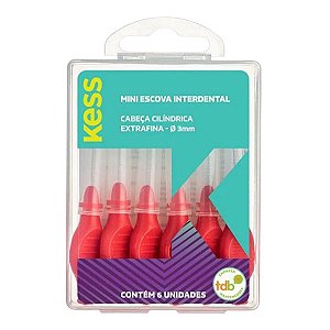 Mini Escova Interdental Kess Cabeça Cilíndrica Extrafina - Ø 3mm 6un Cód. 2005