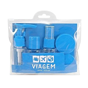 Kit Frascos para Viagem Jacki Design 7 Peças Azul Akm20903