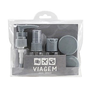 Kit Frascos para Viagem Jacki Design 7 Peças Cinza Akm20903