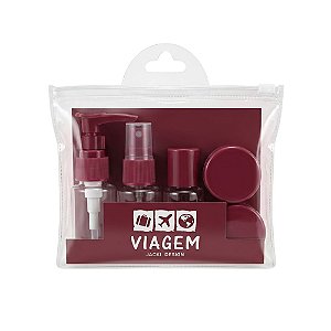 Kit Frascos para Viagem Jacki Design 7 Peças Vinho Akm20903