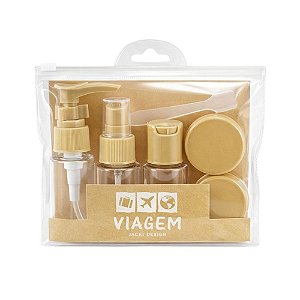 Kit Frascos para Viagem Jacki Design 7 Peças Bege Akm20903
