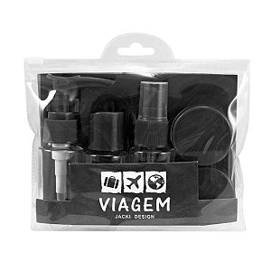 Kit Frascos para Viagem Jacki Design 7 Peças Preto Akm20903