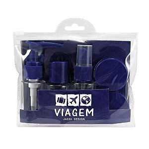Kit Frascos para Viagem Jacki Design 7 Peças Azul Marinho Akm20903