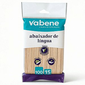 Abaixador de Língua Vabene Descartável Com 15cm Com 100 Unidades
