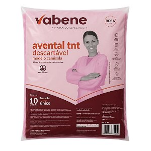 Avental Tnt Descartável Vabene Modelo Camisola Rosa Tamanho Único Com 10 Unidades