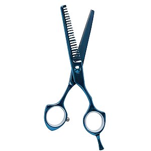 Tesoura Profissional Dentada Mega Kasho Blue Titanium Fio Navalha 5.5 K5360d-55