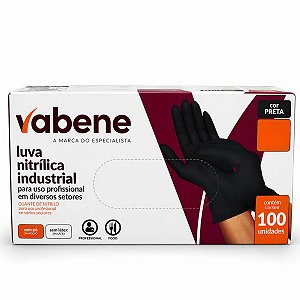 Luva Nitrílica Industrial Vabene Sem Pó Preta 100un