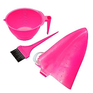Kit Santa Clara Reflexo Luxo Pink: Touca Para Reflexo, Tigela e Pincel