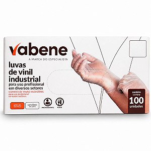 Luvas de Vinil Industrial Vabene Sem Pó 100un