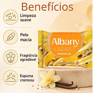 Sabonete Corporal Em Barra Albany Gelato Maracujá 80g