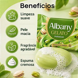 Sabonete Corporal Em Barra Albany Gelato Pistache 80g