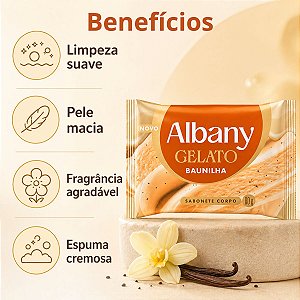 Sabonete Corporal Em Barra Albany Gelato Baunilha 80g