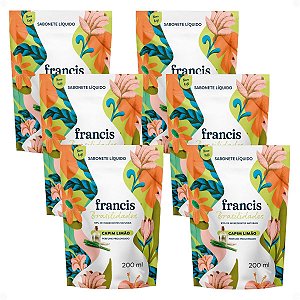 Kit Francis Refil Sabonete Líquido Corpo e Mãos Capim Limão 200ml Com 6