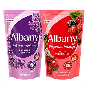 Kit Albany Refil Sabonete Líquido: Lavanda Delicada e Frutas Vermelhas 200ml