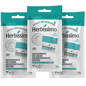 Kit Herbíssimo Refil Neutro: 3 Desodorantes Cremes Antiperspirantes 45g