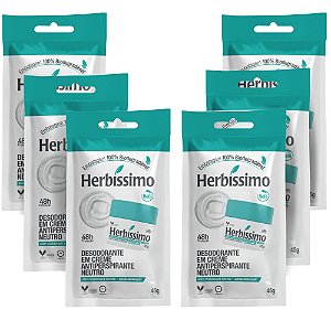 Kit Herbíssimo Refil Neutro: 6 Desodorantes Cremes Antiperspirantes 45g