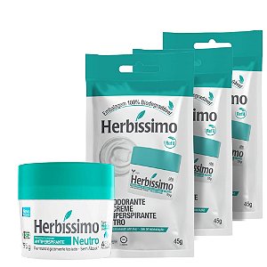 Kit Herbíssimo Desodorante Creme Antiperspirante Neutro 55g + 3 Refis 45g