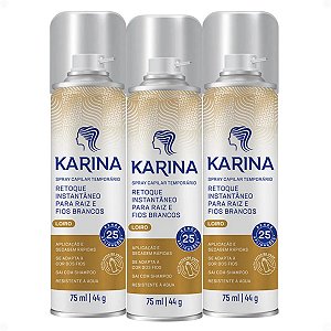 Kit Karina Retoque Capilar Temporário Raiz e Fios Brancos Loiro 75ml Com 3