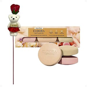 Kit Eurdora Instance 3 Sabonetes Em Barra 50g + Rosa Com Ursinho