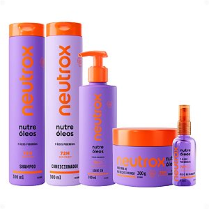 Kit Neutrox Nutre Óleos: Shampoo, Condicionador 300ml, Máscara 300g, Leave-in 200ml e Óleo Capilar 45ml
