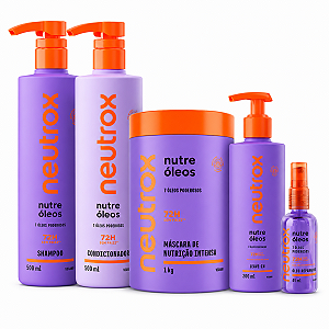 Kit Neutrox Nutre Óleos: Shampoo, Condicionador 500ml, Máscara 1kg, Leave-in 200ml e Óleo Capilar 45ml