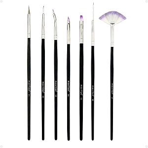 Kit Pincéis para Unhas Macrilan Black 7un B706