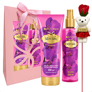 Kit Presente Phytoderm Sexy Girl: Body Splah Colônia, Hidratante e Rosa Ursinho