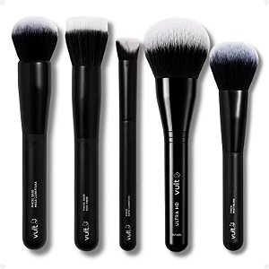 Kit Vult Pincéis para Maquiagem: Base, Duo Fiber, Corretivo, Pó e Blush