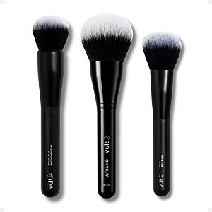 Kit Vult Pincéis para Maquiagem: Base, Pó e Blush