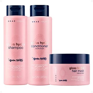 Kit Braé Stages by Bruna Tavares Gloss Hydra: Shampoo, Condicionador e Máscara