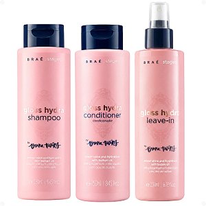Kit Braé Stages by Bruna Tavares Gloss Hydra: Shampoo, Condicionador e Leave-In