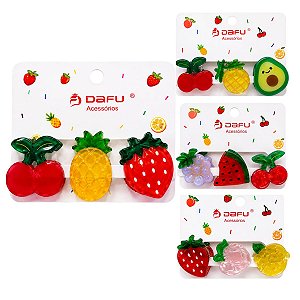 Kit Piranha Para Cabelo Frutas Modelos Variados 2cm x 2,5cm Com 3 Unidades Df408