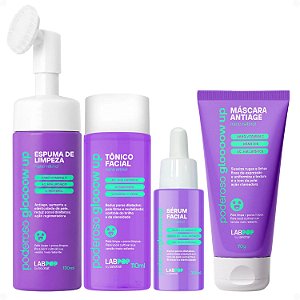 Kit LabPop by Labotrat Poderoso Glow Up: Espuma de Limpeza, Tônico Facial, Sérum e Máscara Antiage