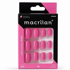 Unhas Postiças Macrilan Rosa 24 Unidades UP201A