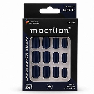 Unhas Postiças Macrilan Azul Marinho 24 Unidades UP210A