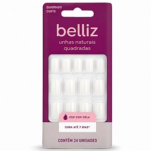 Unhas Postiças Naturais Belliz Quadrado Curto 24 Unidades Cod.1200