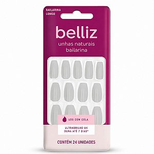 Unhas Postiças Belliz Bailarina Longo Ultrabrilho UV 24 Unidades Cod 2314