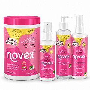 Kit Novex Ritual Dorama: Com Óleo de Camélia Leave-In Noturno, Bruma Desembaraçante, Leave-In 10 em 1 e Creme de Tratamento 1Kg