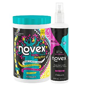 Kit Novex Santo Black Poderoso: Creme De Tratamento 1kg e Leave-In Day After 300ml