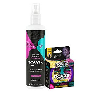Kit Novex Santo Black Poderoso: Leave-In Day After 300ml e Gel Para Baby Hair 60g